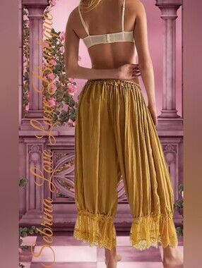 Romantic Mustard Yellow Gold Boho Victorian Inspired Peasant Pantaloon Bloomers